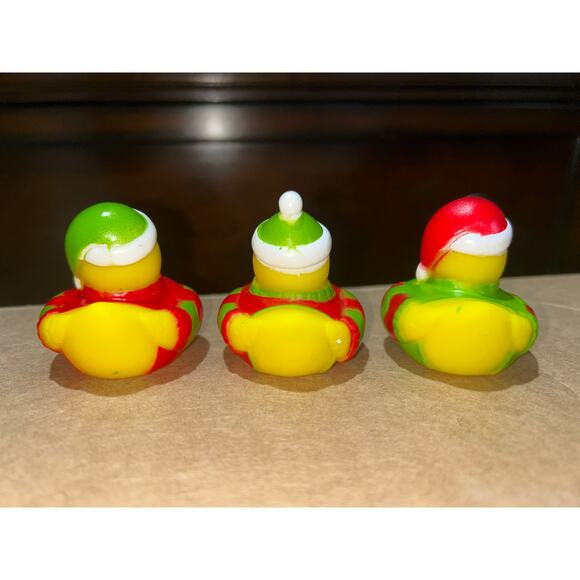 Set of 3 Christmas Ugly Holiday Sweater 2" Rubber Ducks Duckies Jeep Duck - Picture 3 of 5